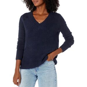 NEW Wool Blend Relaxed-Fit Mid-Gauge Stretch V-Neck Sweater L